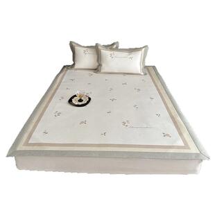 HJ轻奢高级感冰丝凉席床席床笠三件套数码印花夏季床上用品新款