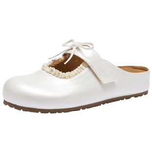 热风法式勃肯鞋女2026年春季新款百搭半拖鞋包头拖单鞋一脚蹬女鞋