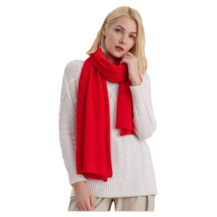 圣雪绒22秋冬新款中国红针织羊绒围巾百搭保暖春节本命年礼物