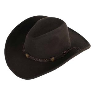 包邮100%羊毛高端牛仔帽深咖色软呢礼帽防水防皱西部牛仔帽骑马帽