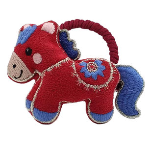 高品质刺绣款小马新年头绳发夹儿童可爱卡通马到成功红色发卡头饰