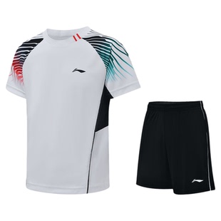 李宁运动套装男羽毛球服新款速干大赛服夏季跑步短袖短裤薄跑步女