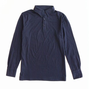 外贸男长袖翻领T恤纯棉前开扣宽松休闲薄款针织棉衬衣纯色打底衫