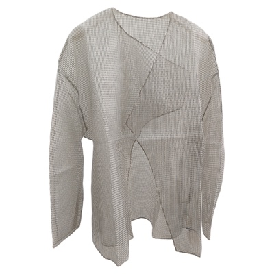 阿树家 GUM| 真丝色织格纹立裁不对称领罩衫