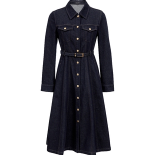 Vero Moda连衣裙2025冬季新款含棉可拆腰带牛仔裙复古325442005