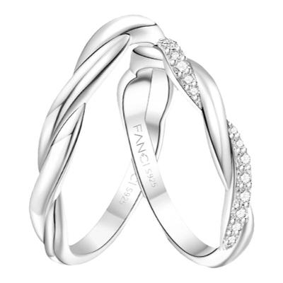 范琦情侣银戒指原创小众对戒
