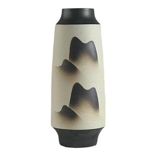 景德镇手绘花瓶禅意陶瓷装饰摆件新中式客厅玄关花瓶书房小插花器