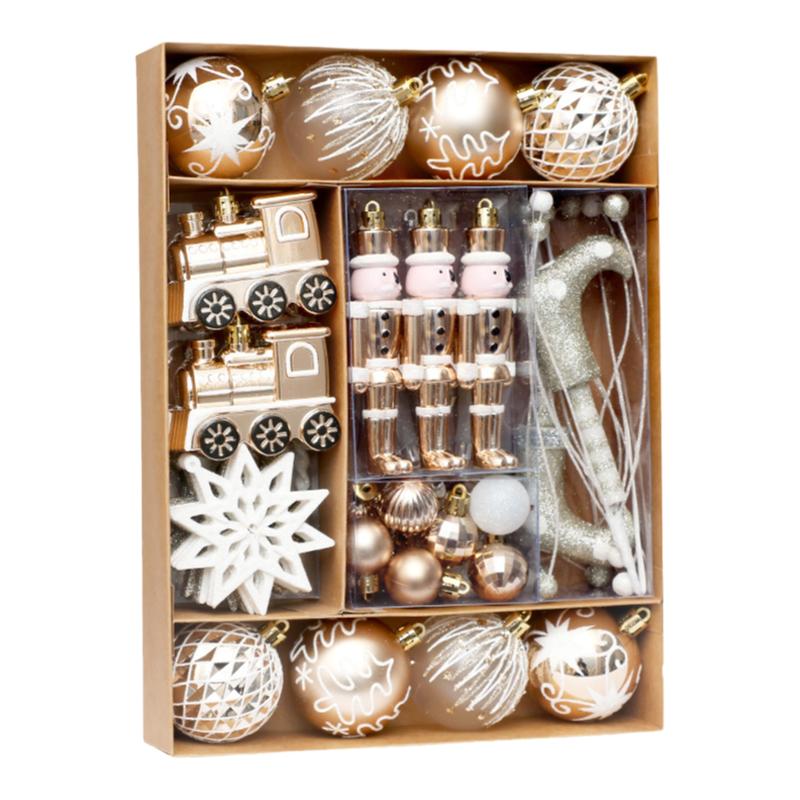 圣诞树装饰品挂件套装香槟金圣诞球橱窗布置christmas decoration