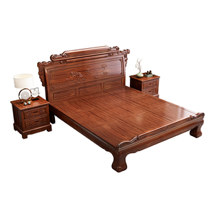 环保烫蜡工艺花梨木实木床1.8双人床卯榫中式雕花明清古典红木床
