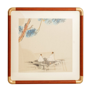 实木圆铜角相框直角画框正方形新中式装饰书法字画装裱大画框定制