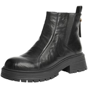 百丽加绒保暖切尔西靴女款冬季新款显瘦厚底烟筒短靴子B2914DD5