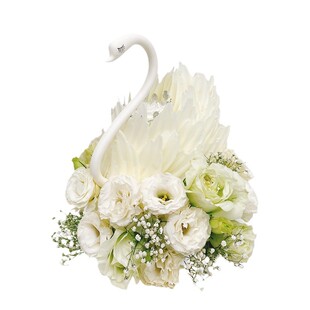 CAKEBOSS白天鹅花涧双层鲜花送女士奶油生日蛋糕北京上海同城配送