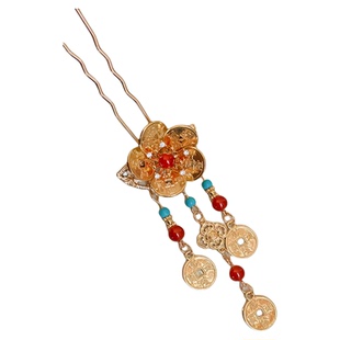 有钱花~新年铜钱流苏发夹女新中式国风古风儿童发饰汉服过年头饰