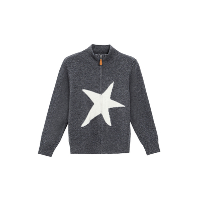 男女童加厚全羊毛保暖开衫毛衣