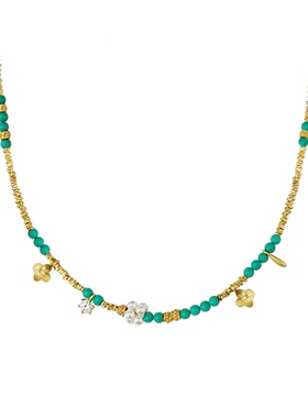 dellamo绿松石项链女秋冬毛衣链