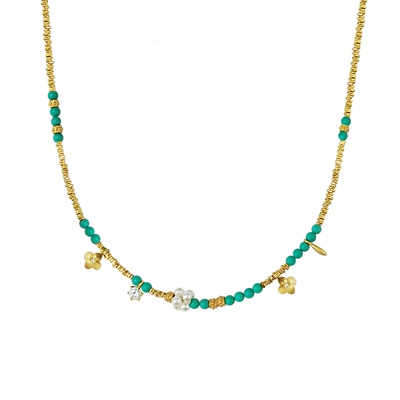 dellamo绿松石项链女秋冬毛衣链