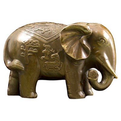 黄铜如意大象复古客厅摆件纳福