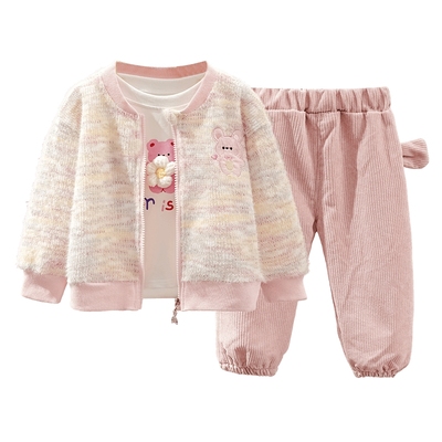 拉夏贝尔童装女童秋装套装2025儿童新款宝宝春秋洋气时髦三件套潮