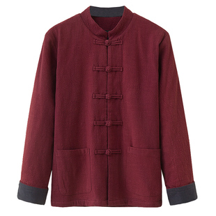 朴笙记唐装外套复古加绒中国风青年居士禅修服男宽松大码保暖上衣