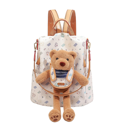 NOISY TEDDY嘻闹泰迪卡通风双肩包女2026款小熊挂件时尚百搭背包