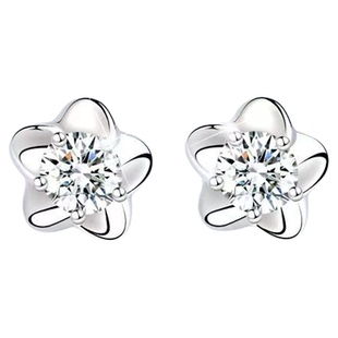 老凤祥足银五瓣花耳钉女款s999银小众新款耳饰耳棒生日礼物送女友