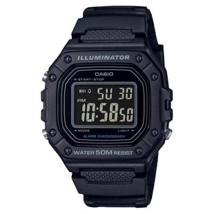 casio卡西欧手表男女款小方块学生运动黑武士防水表W218海外直邮