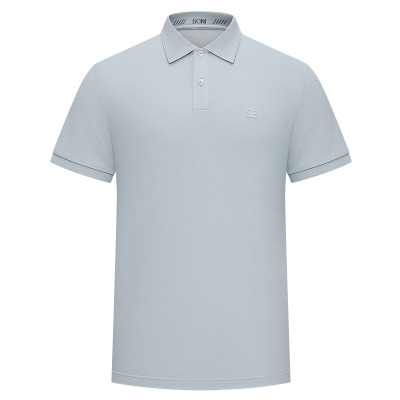 BONI/堡尼春夏新品商务净色Polo衫丝绵混纺休闲翻领T恤LT384C14B