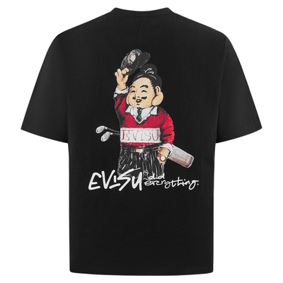 EVISU男士佛头人物印花T恤