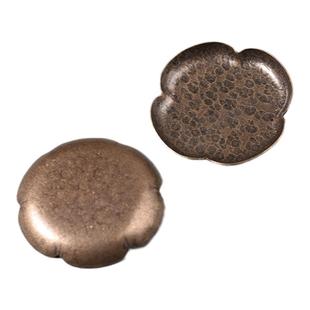 复古铜杯垫茶托中古风茶杯盏托复古海棠花功夫茶杯碟防滑隔热