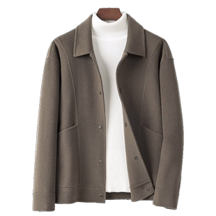 双面呢男夹克2025秋冬短款宽松纯羊毛呢子外套休闲时尚毛呢帅气男