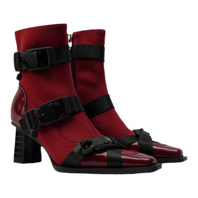 Colorful Bridge丨时装机能靴 磁吸锁扣织带方头女士小短靴