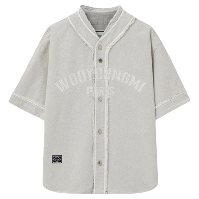 WOOYOUNGMI 25春夏男士休闲字母印花短袖衬衫上衣银泰百货 301574