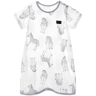 宝宝睡衣短袖儿童睡袍夏季超薄款男童空调服纯棉小童夏天女童睡裙