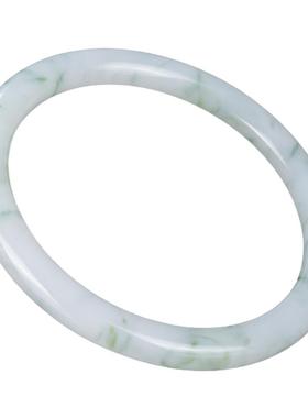 翡翠A货冰糯种飘花圆条细款玉镯