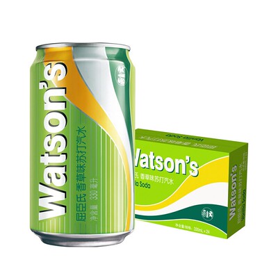 屈臣氏/Watsons香草苏打水330ML*24罐苏打汽水整箱含气饮料包邮