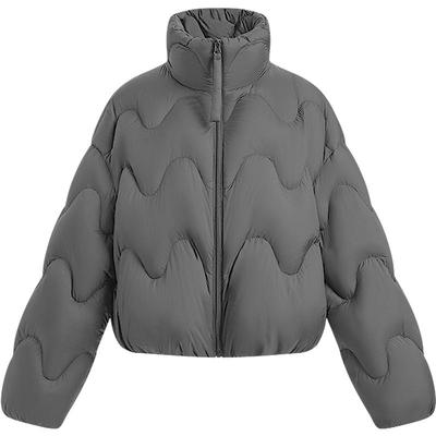 KBNE高密轻柔云感黑色羽绒服女装2025冬季新款短款面包服立领外套