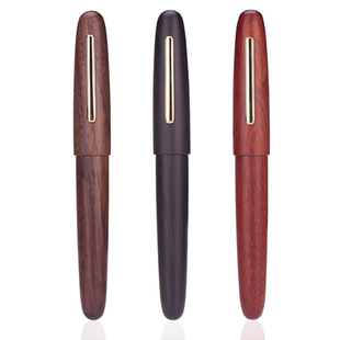 金豪9056复古木杆钢笔男女士高档练字硬笔书法美工弯尖木质螺旋帽