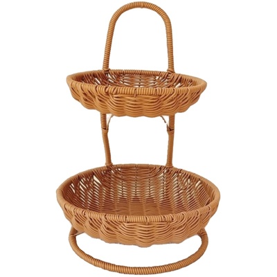 仿藤编多层点心桌面收纳篮水果篮
