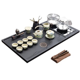 整块石头茶盘套装全自动底部上水一体茶具家用人造乌金石茶台整套