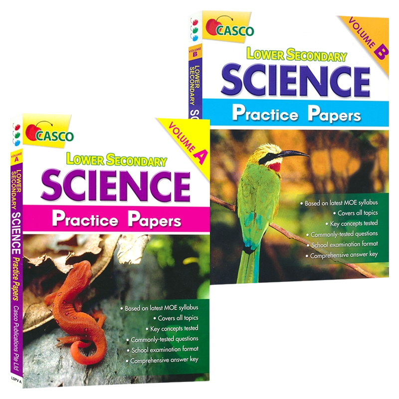 Casco Lower Secondary Science Practice Paper A-B 新加坡科学 初中低年级科学练习 测试卷A-B 两册套装 英文原版进口图书