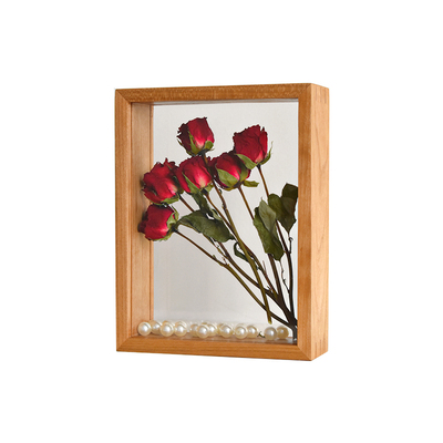 樱桃木立体中空4cm榫卯diy相框实物标本干花双面透明展示实木画框