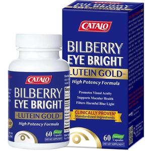 CATALO家得路金装蓝莓叶黄素胶囊成人瓶装60粒小米草护眼美国进口