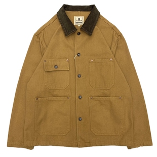 美式复古重磅密歇根帆布夹克男多口袋短款阿美咔叽灯芯绒翻领外套