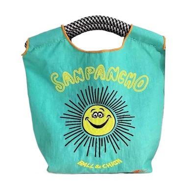 马丽同款包包日系ball chain刺绣mini太阳花环保购物袋迷你斜挎包