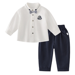 杰里贝比儿童套装春秋小童帅气绅士衣服男宝宝春装男童春季两件套