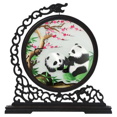苏绣双面绣熊猫兰姿蕙质手工刺绣