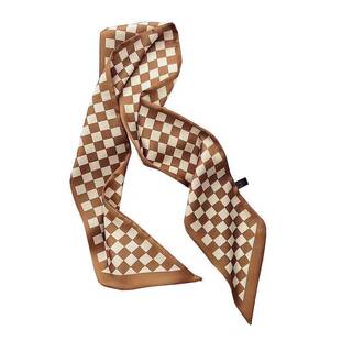 法式高级感咖色系丝巾简约气质长条系脖领巾多功能扎发绑包小飘带