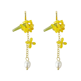 「丹桂金秋」中式桂花甜美流苏珍珠耳环秋日独特精致耳饰无洞耳夹