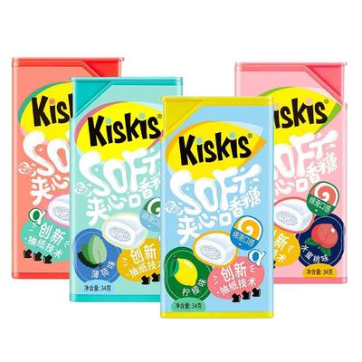 酷滋KisKis情话无糖夹心口香糖木糖醇薄荷水蜜桃清新口气糖果零食