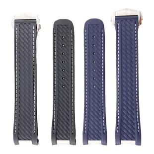 适配欧米茄海马150橡胶表带金针队长高尔夫世界时海马氟橡胶表带